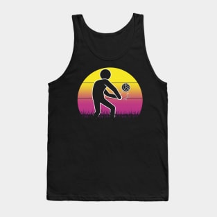 Travel back in time with beach volleyball - Retro Sunsets shirt featuring a player! Tank Top